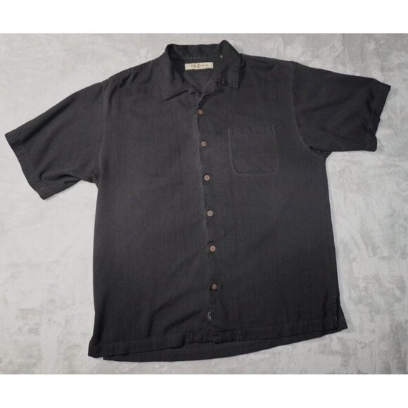 Tommy Bahama Men's M Black Shaken Not Stirred Embroidered Shirt Silk EUC - Picture 1 of 14